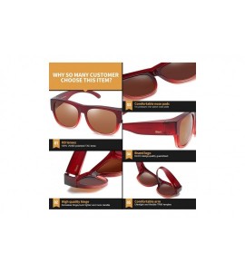 Sport Unisex Wear Over Prescription Glasses Rx Glasses Polarized Sunglasses 8956 - Plus Wine Red Frame Brown Lens - CY18QK74E...