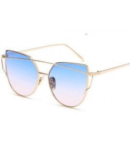 Oval Sunglasses Women Luxury Cat Eye Design Mirror Flat Rose Gold Vintage Cateye Fashion Sun Glasses Eyewear - A10 - CG197A2D...