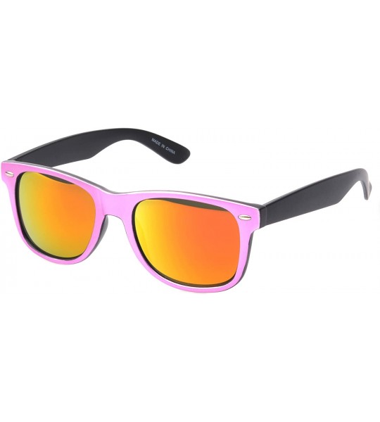 Square 'Aaron' Retro Square Fashion Sunglasses - Pink - CA11P2VHHE1 $16.96