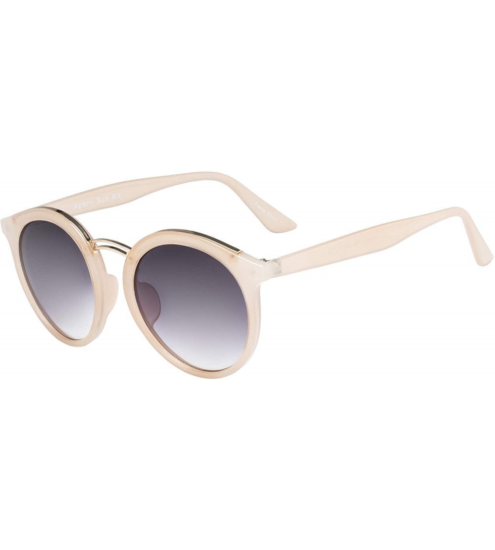 Round Round Classic Retro Premium Nylon Sunglasses 100% UV protection for women - Champaign - CU18XSGSDEZ $34.20