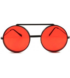 Round Vintage Retro Mens Womens Django Lennon Flip Up Lens Round Sunglasses - Black - C3189ASDC86 $26.43