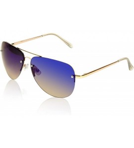 Sport Aviator Sunglasses For Women And Men Big Half Rimmed Glasses UV400 - Gold Frame - Peacock Mirrored Lens - CZ18EG840C2 $...