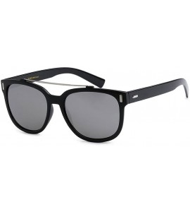 Oval Browline Retro Sunglasses - Black/Silver - CA18DNDQU6Q $18.17