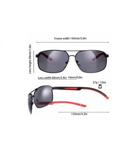 Sport Classic Retro Metal Frame Polarized Sunglasses Rectangular Sun Glasses - 96401-black(red Temple) - CI18A9HHZSZ $23.47