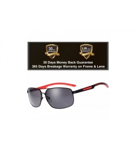 Sport Classic Retro Metal Frame Polarized Sunglasses Rectangular Sun Glasses - 96401-black(red Temple) - CI18A9HHZSZ $23.47