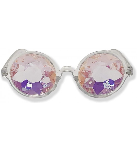 Round Round Holographic Kaleidoscope Party Glasses - Clear - C818SIY92LI $19.56