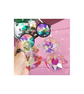 Round Round Holographic Kaleidoscope Party Glasses - Clear - C818SIY92LI $19.56