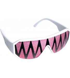 Shield Pink Shark Teeth Shield 140mm Sunglasses - White Frame - CB11YJROBK7 $39.76