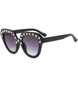 Oversized Unisex Imitation Diamond Sunglasses Integrated UV Glasses Children Fashion Sunglasses - Black - CV18STUWHDD $17.71