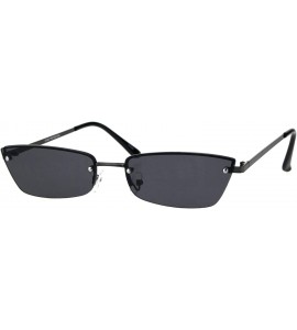 Rimless Womens Half Rim Rimless Style Sunglasses Chic Skinny Rectangular Shades - Gunmetal (Black) - CJ18O50NDSO $20.59