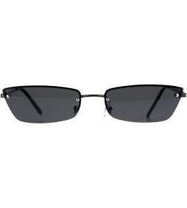 Rimless Womens Half Rim Rimless Style Sunglasses Chic Skinny Rectangular Shades - Gunmetal (Black) - CJ18O50NDSO $20.59