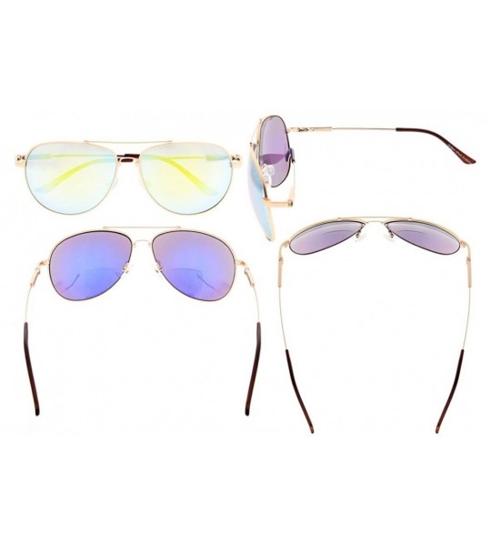 Square Large Bifocal Sunglasses Polit Style Sunshine Readers with Bendable Memory Bridge and Arm - CJ180340QTQ $46.41