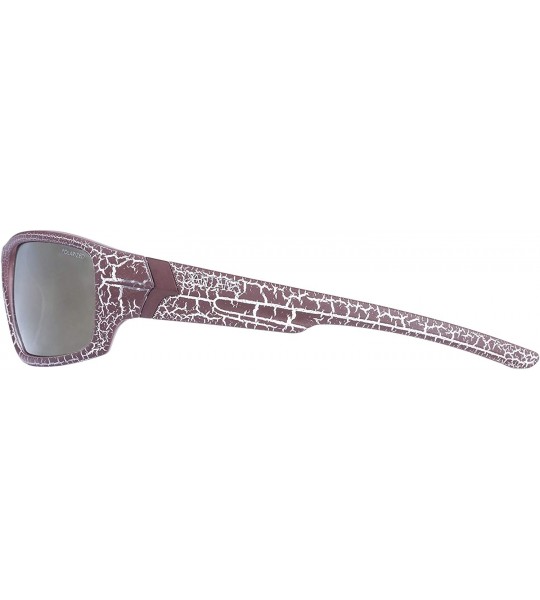 Round Heron Polarized Round Sunglasses - Rubberised Burgundy Snakeskin - C7188KKCQ60 $48.72