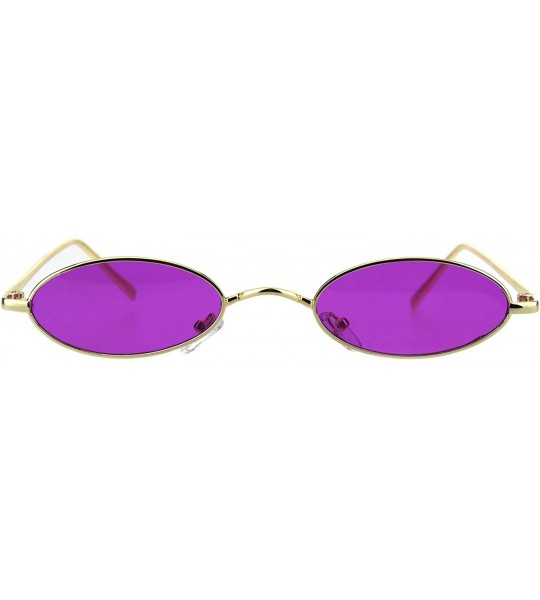 Oval Thin Skinny Oval Sunglasses Gold Metal Small Frame Wide Bridge Low Fit UV 400 - Gold - CN193T6Y393 $21.01