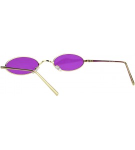 Oval Thin Skinny Oval Sunglasses Gold Metal Small Frame Wide Bridge Low Fit UV 400 - Gold - CN193T6Y393 $21.01