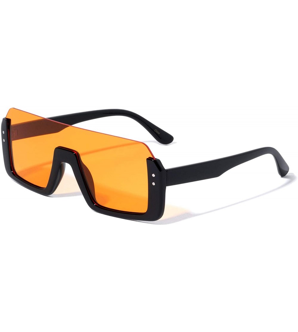 Shield Rimless Flat Top Square One Piece Shield Sunglasses - Yellow - CE1975ALY99 $26.77