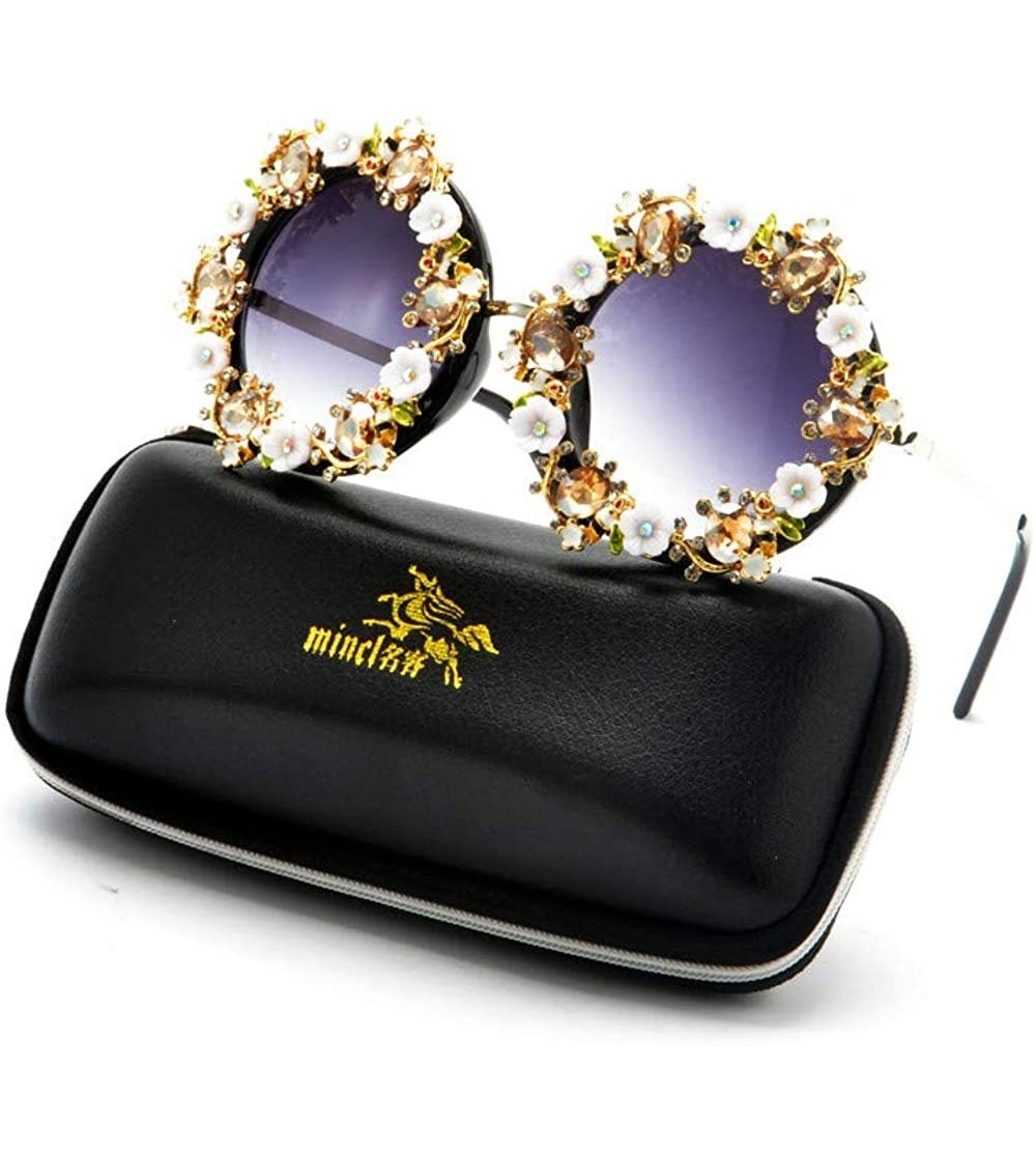 Oversized sunglasses Rhinestone glasses Oversized Sunglasses - Black - CL18TQLLWQR $31.03