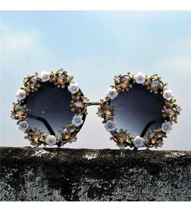 Oversized sunglasses Rhinestone glasses Oversized Sunglasses - Black - CL18TQLLWQR $31.03