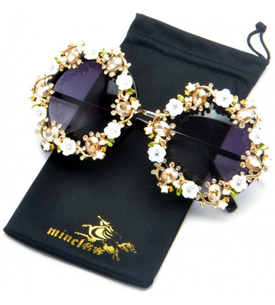 Oversized sunglasses Rhinestone glasses Oversized Sunglasses - Black - CL18TQLLWQR $31.03