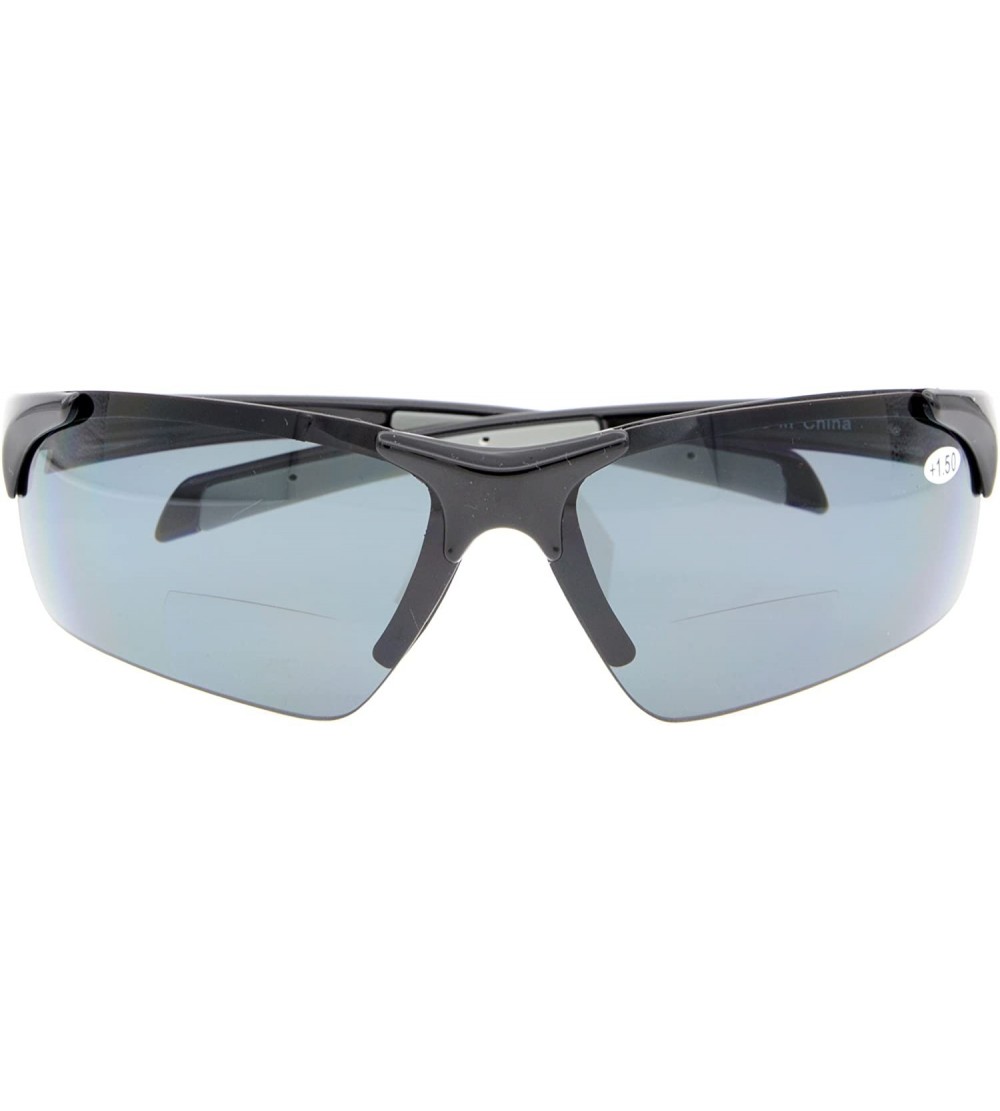Sport Unisex Sports Polarized Bifocal Sunglasses Lightweight TR90 Frame UV Protection - Shiny Black - CN18CAY4SHQ $65.65