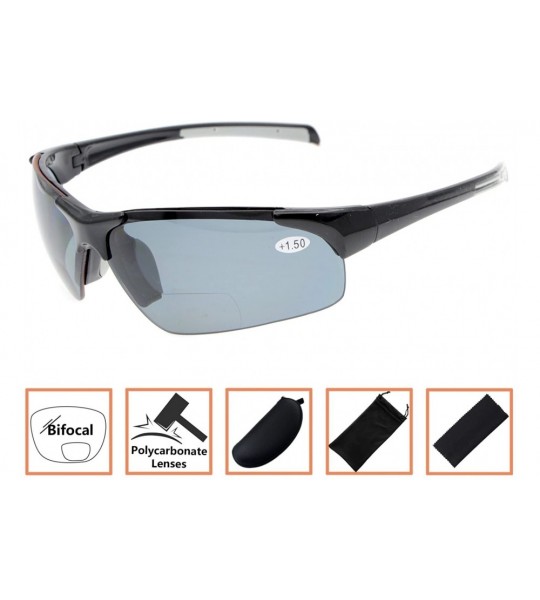 Sport Unisex Sports Polarized Bifocal Sunglasses Lightweight TR90 Frame UV Protection - Shiny Black - CN18CAY4SHQ $65.65