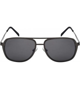 Square Sleek Metal Aviators w/Flat Flash Mirrored Lens 25136-FLFM - Gunmetal - CX12LQ0RQ1F $20.59