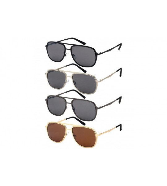 Square Sleek Metal Aviators w/Flat Flash Mirrored Lens 25136-FLFM - Gunmetal - CX12LQ0RQ1F $20.59