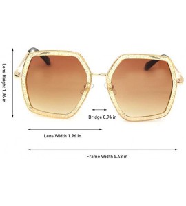 Square Oversized Square Sunglasses Women Vintage UV Protection irregular Brand Designer Shades - Champagne Frame Brown - CO19...