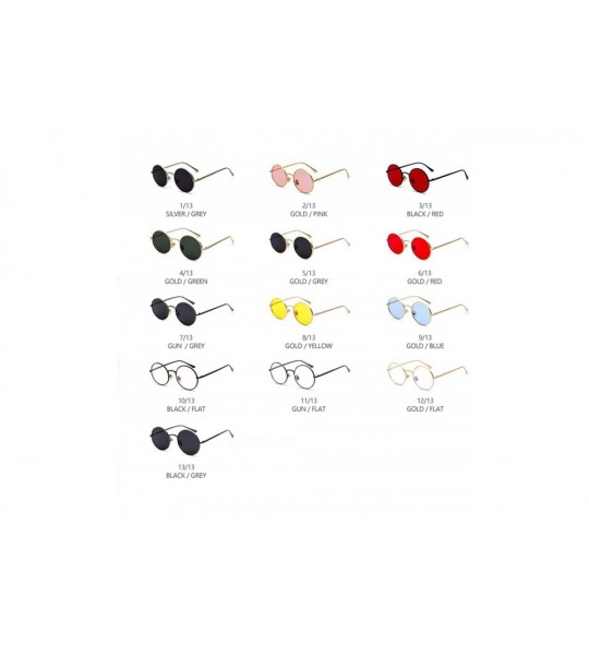 Round Vintage Men Sunglasses Women Retro Punk Style Round Metal Frame Colorful Lens Sun Glasses Fashion Eyewear - CW199CH3KDR...