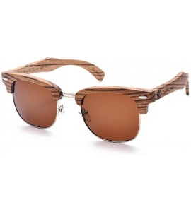 Square Bamboo Sunglasses with Polarized lenses-Handmade Wood Shades for Men&Women - A Zebra - CE18SDWEE29 $52.55