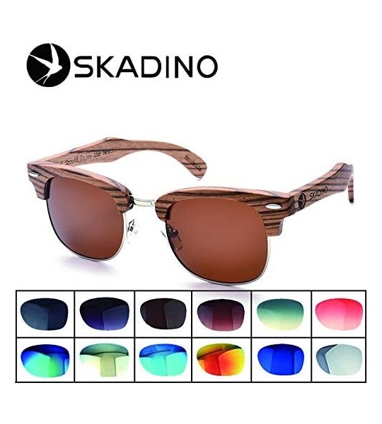 Square Bamboo Sunglasses with Polarized lenses-Handmade Wood Shades for Men&Women - A Zebra - CE18SDWEE29 $52.55