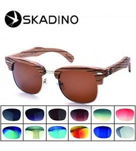 Square Bamboo Sunglasses with Polarized lenses-Handmade Wood Shades for Men&Women - A Zebra - CE18SDWEE29 $52.55