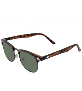 Rimless Premium Half Frame Horn Rimmed Sunglasses Metal Rivets - Tortoise Black - CC12KZ9LJLL $17.18