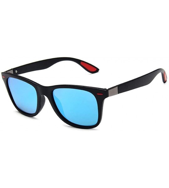 Square Classic Square Sunglasses Men Women Vintage Eyewear Driving Sun glasses - Matte Black/Blue - CG197LYA279 $19.21