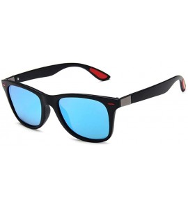 Square Classic Square Sunglasses Men Women Vintage Eyewear Driving Sun glasses - Matte Black/Blue - CG197LYA279 $19.21