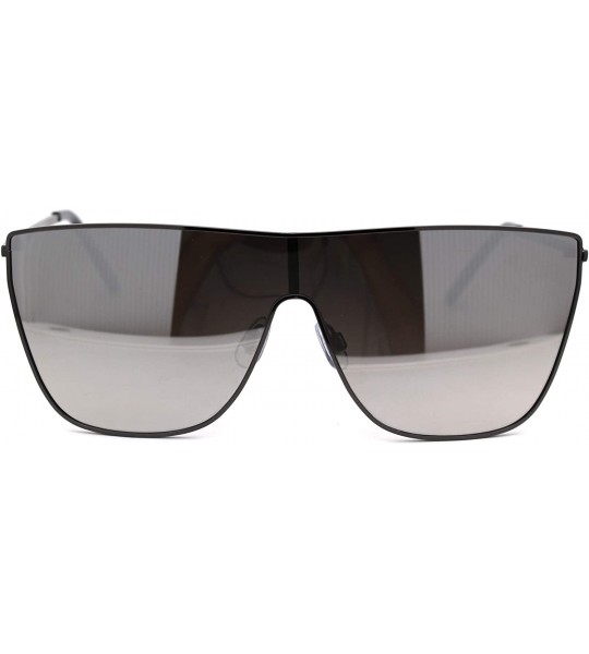 Shield Womens Oversize Metal Rim Cat Eye Shield Diva Sunglasses - Gunmetal Silver Mirror - CY18XGL54IN $26.15