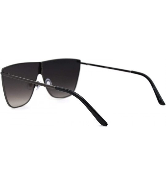 Shield Womens Oversize Metal Rim Cat Eye Shield Diva Sunglasses - Gunmetal Silver Mirror - CY18XGL54IN $26.15