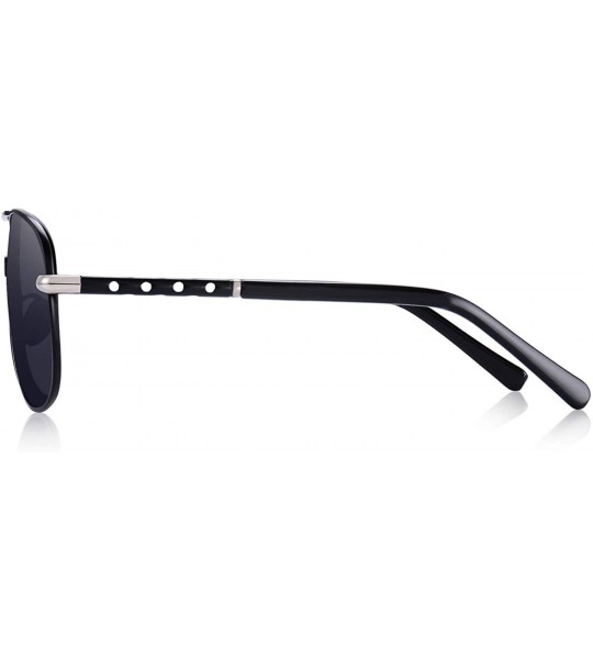 Wrap Men Classic Style Pilot Sunglasses Polarized - UV 400 Protection with case 60MM 8285 - Silver&black - C018KDXN72D $25.59