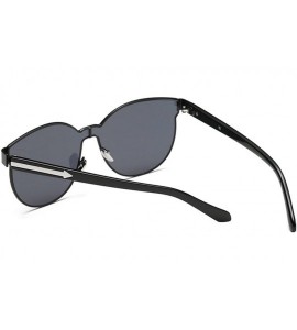 Round Integral Round Women Fashion Designer Sunglasses Metal Frame Colored Lens - 86036_c1_black_smoke - CS12O8K12AF $20.91