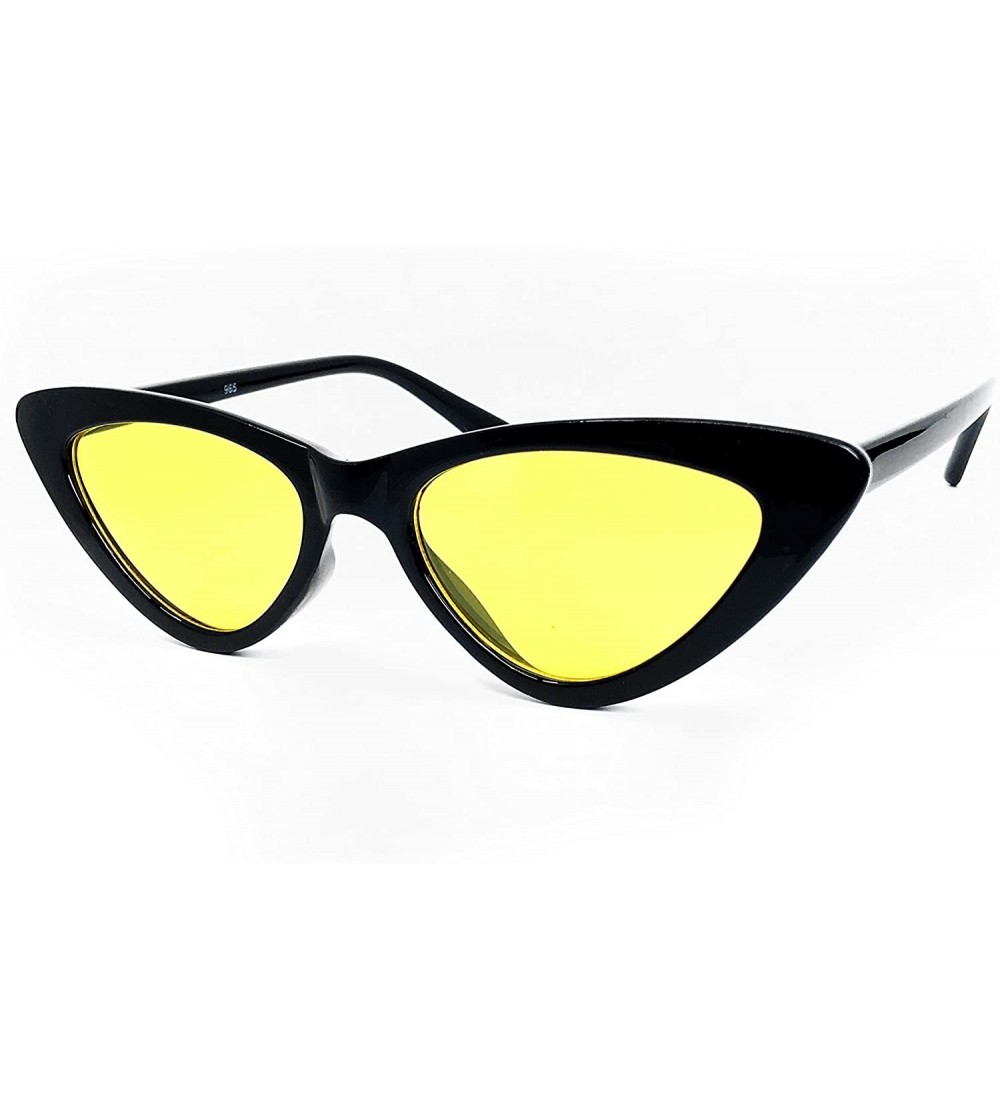 Goggle A3329 Clout Goggles Cat Eye Vintage Mod Style Retro Kurt Cobain Sunglasses - Black /Yellow - C918D9ZMZ3G $27.17