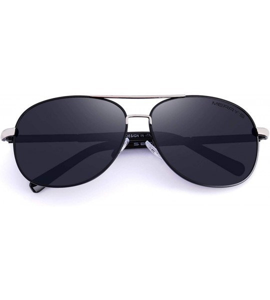 Wrap Men Classic Style Pilot Sunglasses Polarized - UV 400 Protection with case 60MM 8285 - Silver&black - C018KDXN72D $25.59