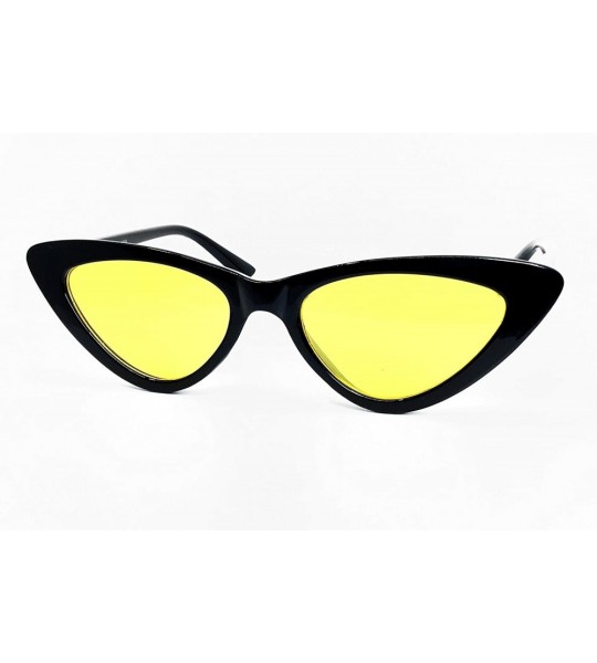 Goggle A3329 Clout Goggles Cat Eye Vintage Mod Style Retro Kurt Cobain Sunglasses - Black /Yellow - C918D9ZMZ3G $27.17