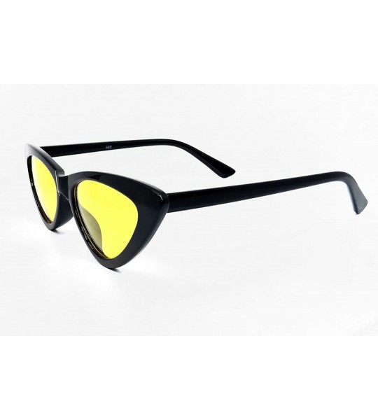 Goggle A3329 Clout Goggles Cat Eye Vintage Mod Style Retro Kurt Cobain Sunglasses - Black /Yellow - C918D9ZMZ3G $27.17