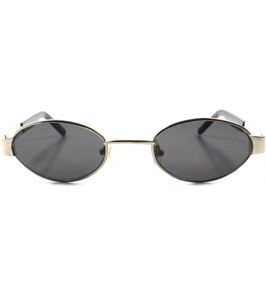 Oval Vintage Old School Fashion Retro Metal Mens Womens Urban Round Oval Sunglasses - Silver - CS188Y87DQS $22.35