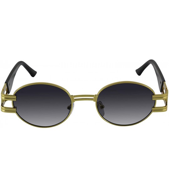 Oval Oval Retro Art Nouveau Vintage Style Metal Frame Sunglasses - Smoke - CQ1977CS3GZ $22.98