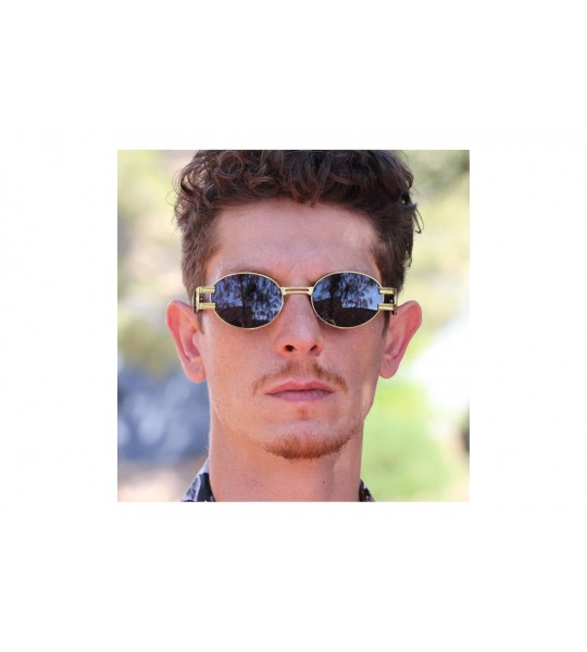 Oval Oval Retro Art Nouveau Vintage Style Metal Frame Sunglasses - Smoke - CQ1977CS3GZ $22.98