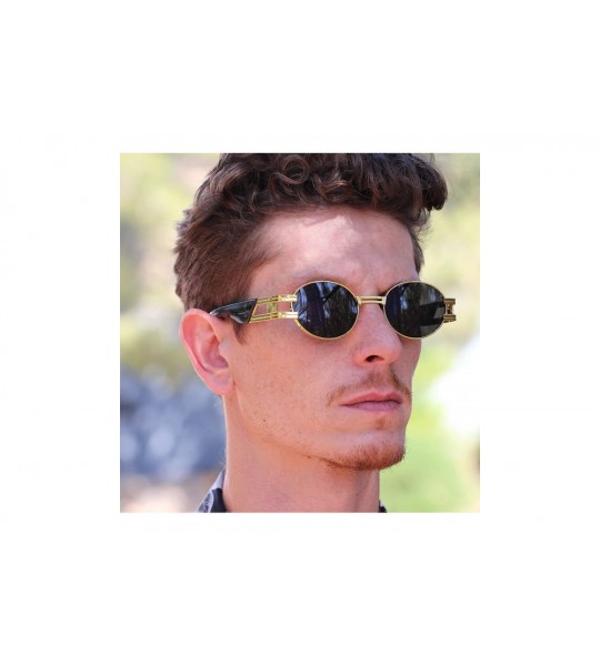 Oval Oval Retro Art Nouveau Vintage Style Metal Frame Sunglasses - Smoke - CQ1977CS3GZ $22.98