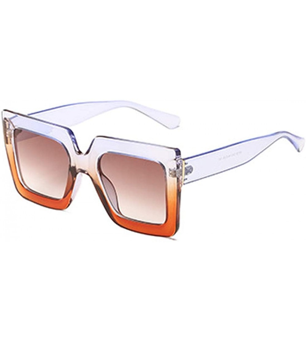 Sport Men and women Sunglasses Two-tone Big box sunglasses Retro glasses - Purple Orange - CE18LLCQ7UN $18.24