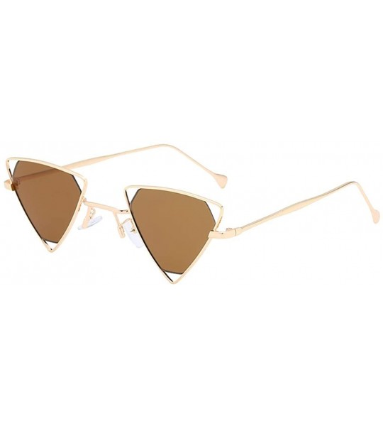 Rectangular Unisex Vintage Inverted Triangle Sunglasses With Retro Hollow Out Metal Frame - Coffee - CW196UNG8ZL $16.79