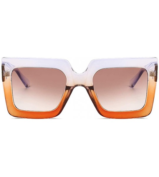 Sport Men and women Sunglasses Two-tone Big box sunglasses Retro glasses - Purple Orange - CE18LLCQ7UN $18.24